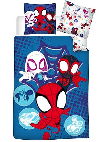 Parure de lit réversible Spiderman - Bleue - 140 cm x 200 cm