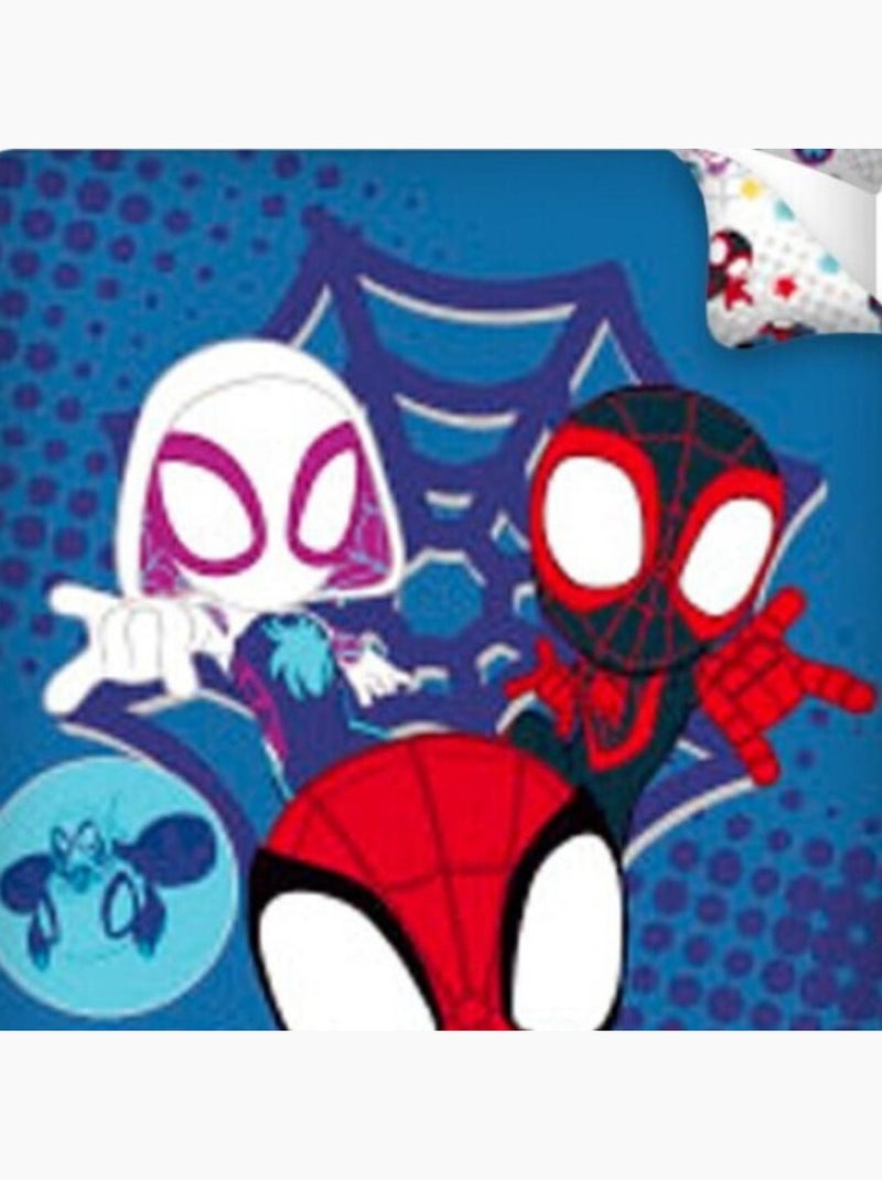 Parure de lit réversible Spiderman - Bleue - 140 cm x 200 cm Multicolore - Kiabi