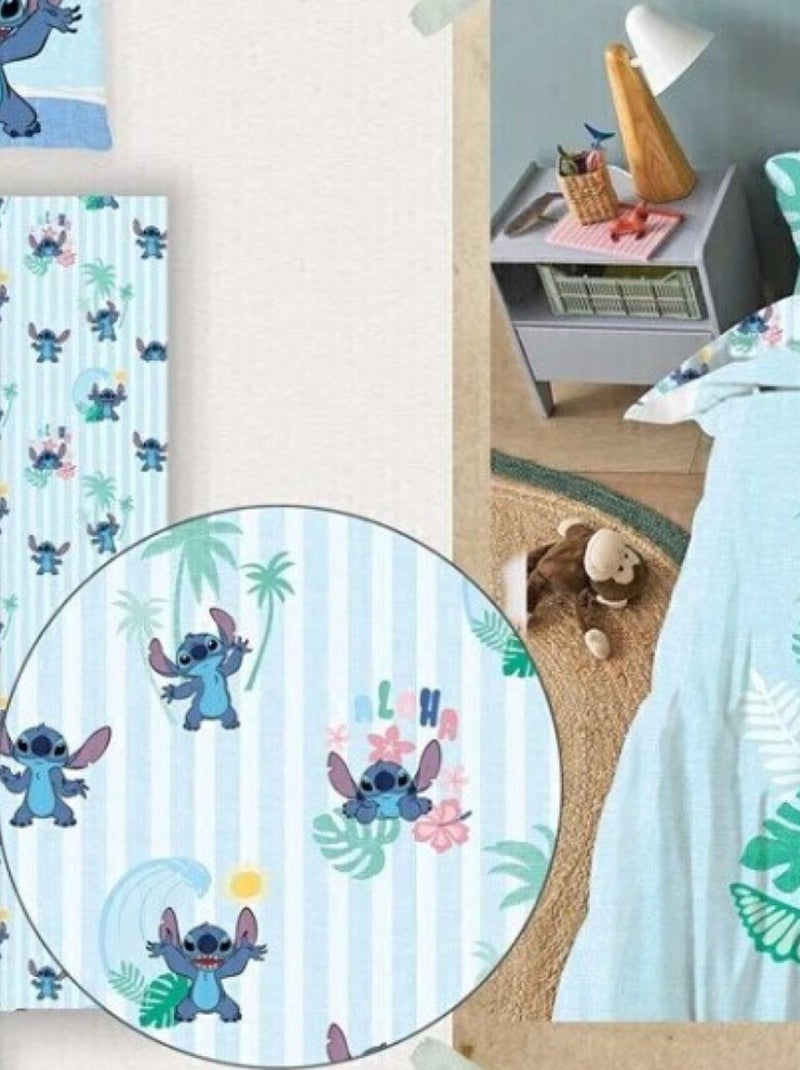 Parure de lit réversible Stitch - Lilo et Stitch - 140 cm x 200 cm Bleu - Kiabi