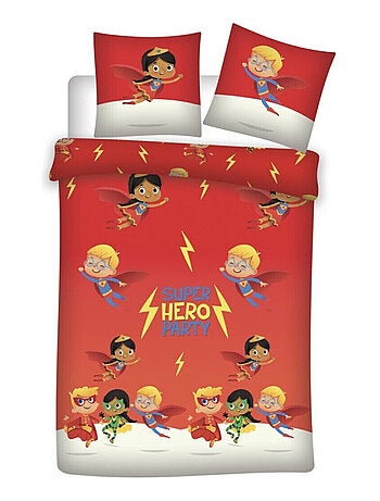 Parure de lit réversible Super Hero Party - 140 cm x 200 cm