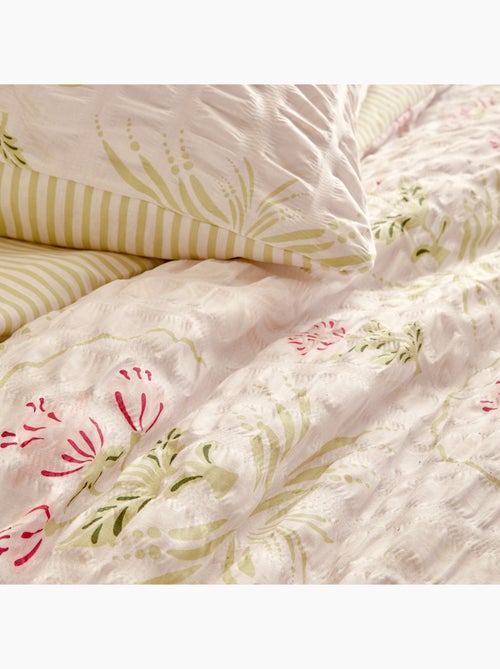Parure de lit réversible texturée 3 pièces florale housse + taies - Kiabi