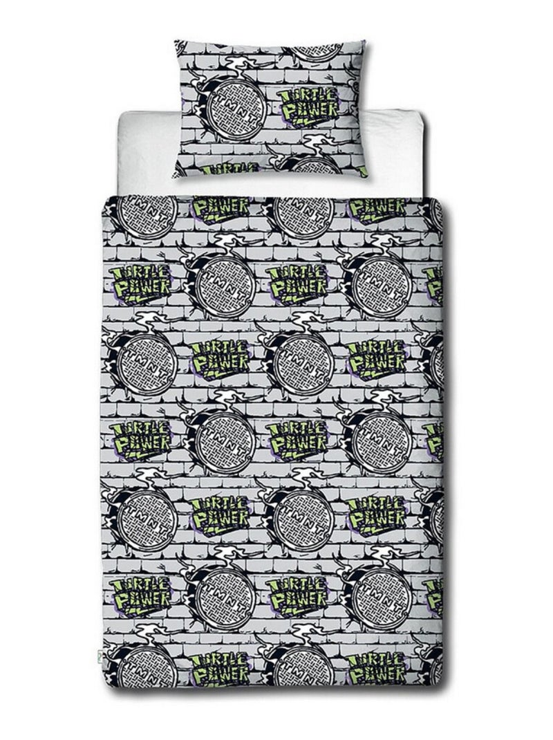Parure de lit réversible Tortues Ninja (TMTN) Turtle Power -135 x 200 cm Multicolore - Kiabi