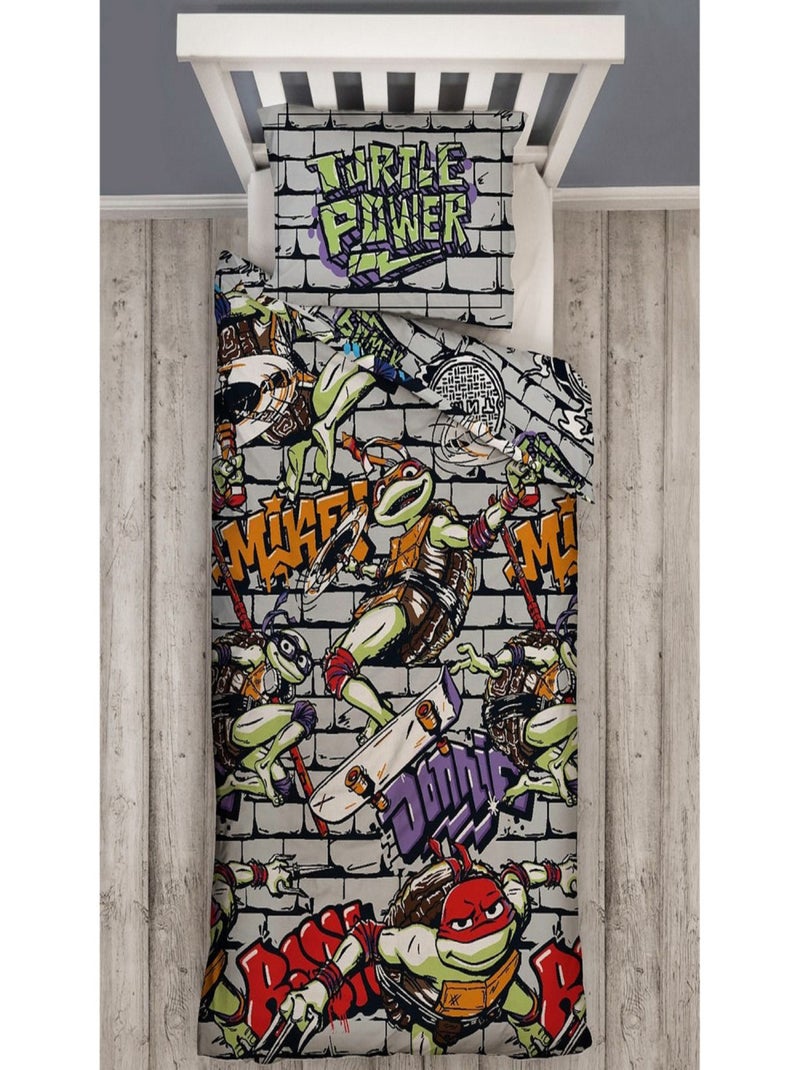 Parure de lit réversible Tortues Ninja (TMTN) Turtle Power -135 x 200 cm Multicolore - Kiabi