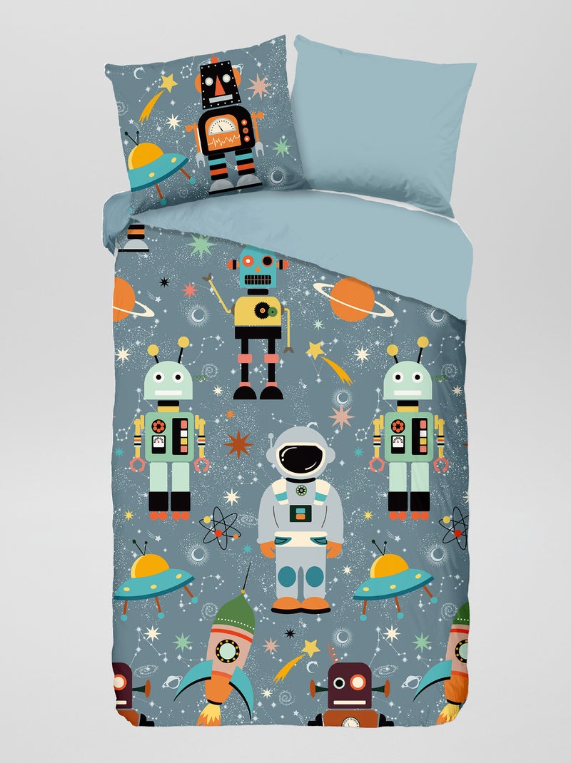Parure de lit 'robot' - 1 personne Gris - Kiabi