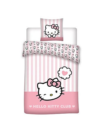 Parure de lit rose et blanc - Hello Kitty Club - 135 x 200 cm