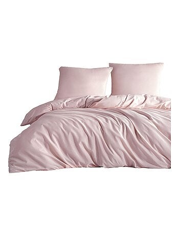 Parure de lit rose unie 240 x 220 cm - M'Deco