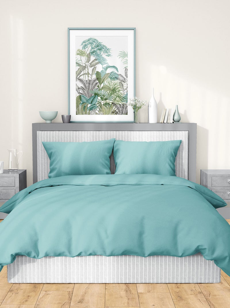 Parure de lit SAPRI satin de coton Vert d'eau - Kiabi