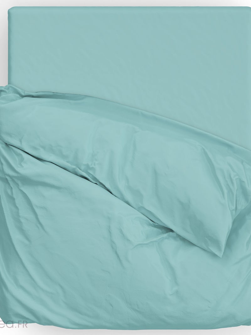 Parure de lit SAPRI satin de coton Vert d'eau - Kiabi