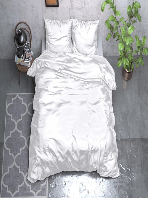 Parure de Lit Satin Blanc - Kiabi