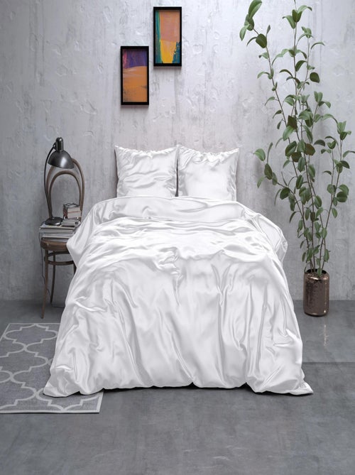 Parure de Lit Satin Blanc - Kiabi