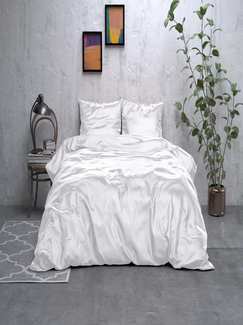 Parure de Lit Satin Blanc Blanc - Kiabi
