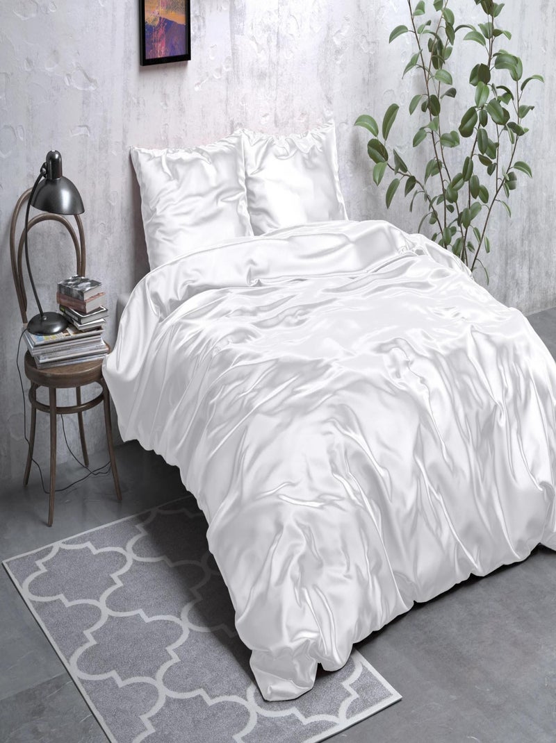 Parure de Lit Satin Blanc Blanc - Kiabi