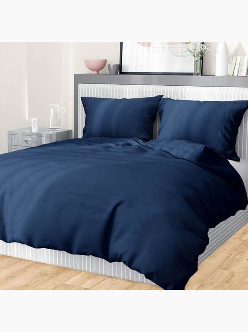 Parure de lit satin coton Indigo 3 pièces Bleu - Kiabi