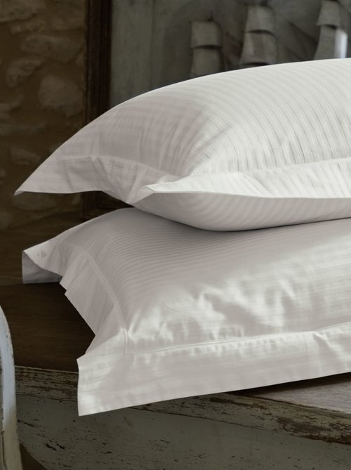 Parure de lit satin de coton CONCERTO Taie 50x70 cm A rayures - Kiabi