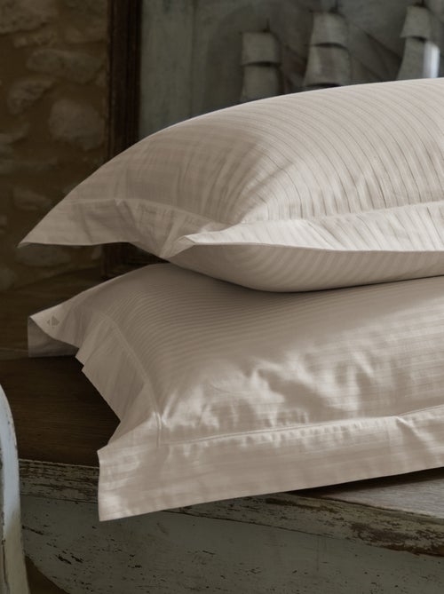 Parure de lit satin de coton CONCERTO Taie 50x70 cm A rayures - Kiabi
