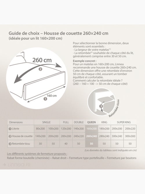 Parure de lit satin de coton CONCERTO Taie 50x70 cm Carreaux - Kiabi