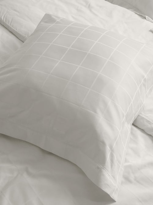 Parure de lit satin de coton CONCERTO Taie 65x65 cm Carreaux - Kiabi