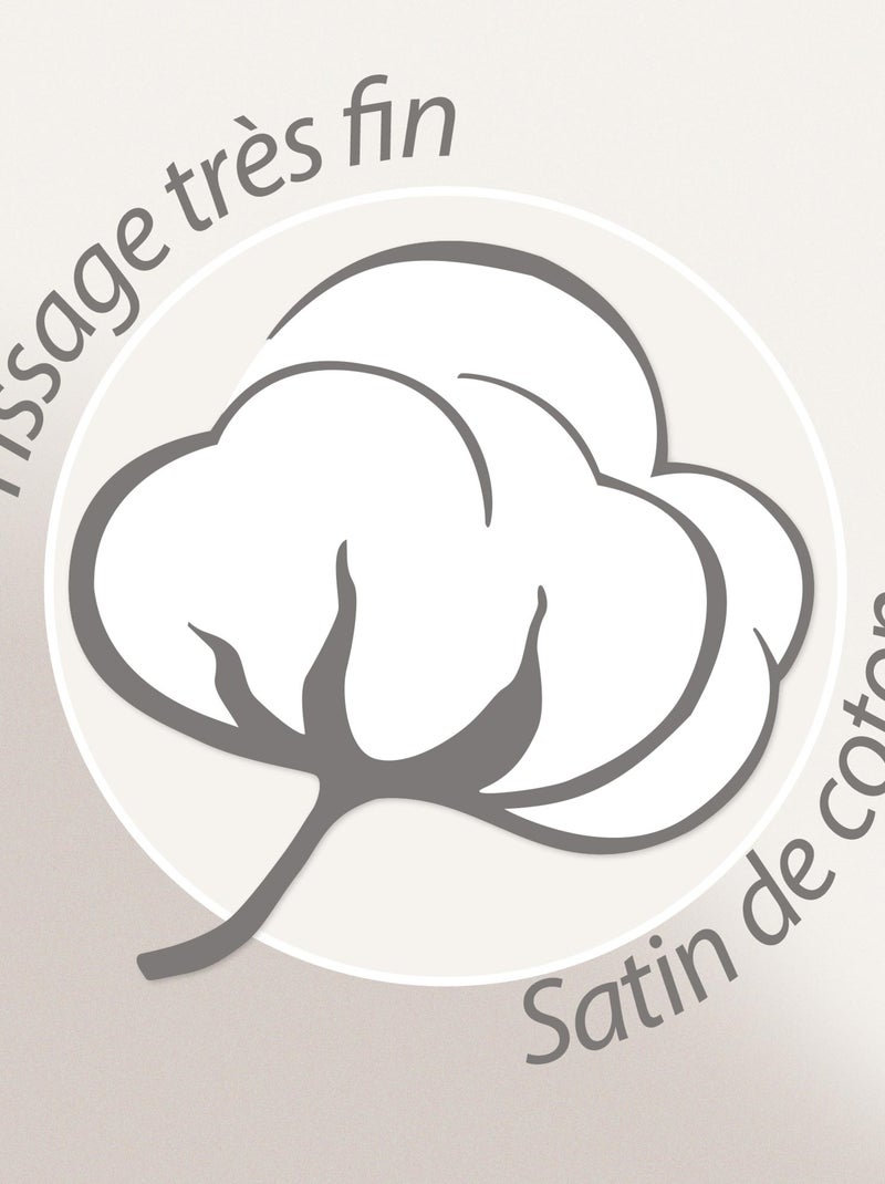 Parure de lit satin de coton CONCERTO Taie 65x65 cm Carreaux Craie - Kiabi