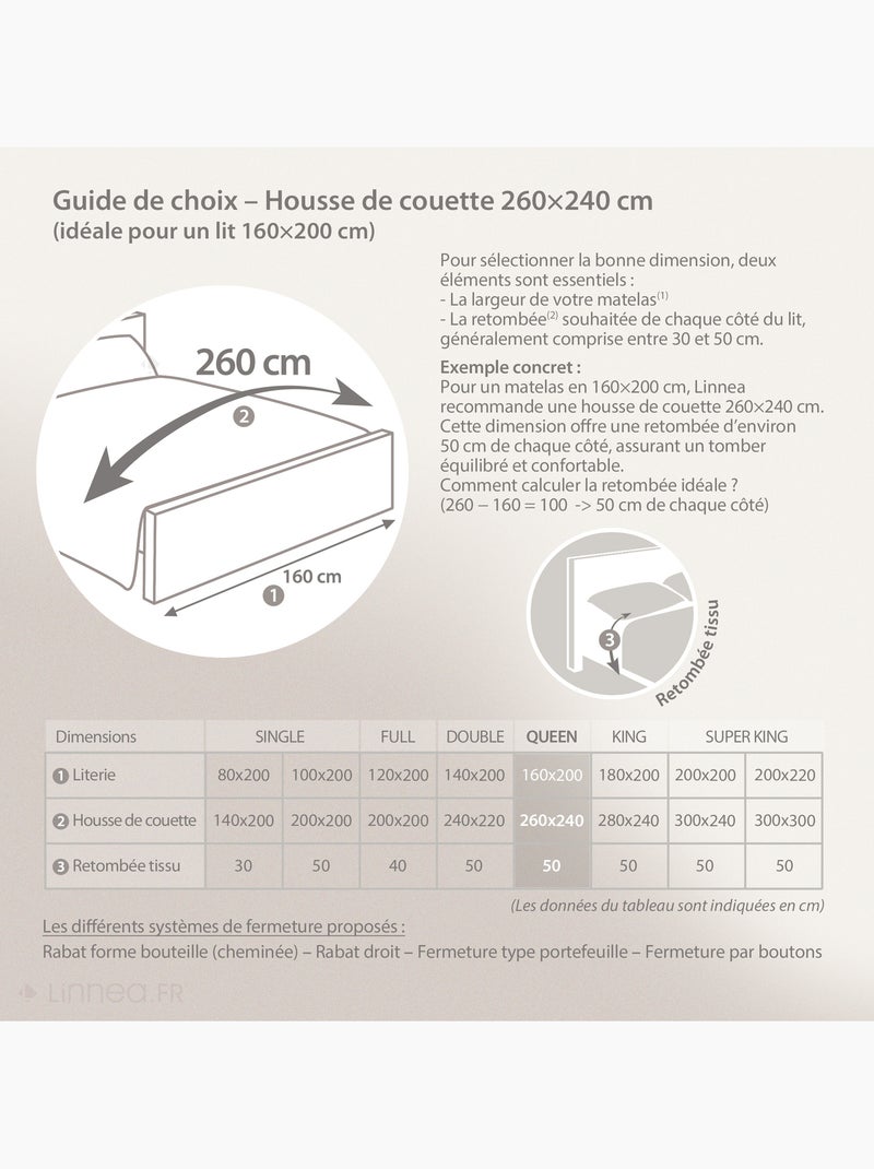 Parure de lit satin de coton GRAND HÔTEL Taie 65x65 cm Marron - Kiabi