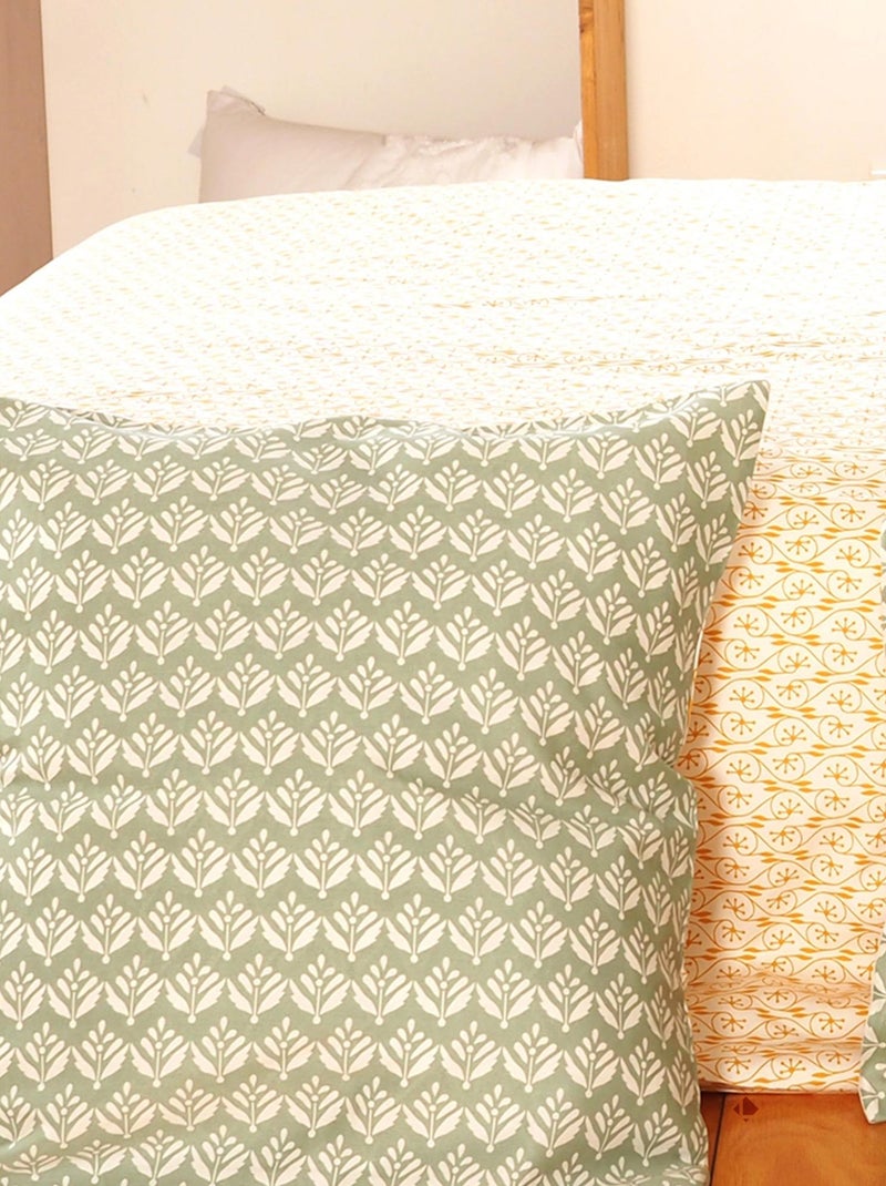 Parure de lit satin de coton ORIENT Vert - Kiabi