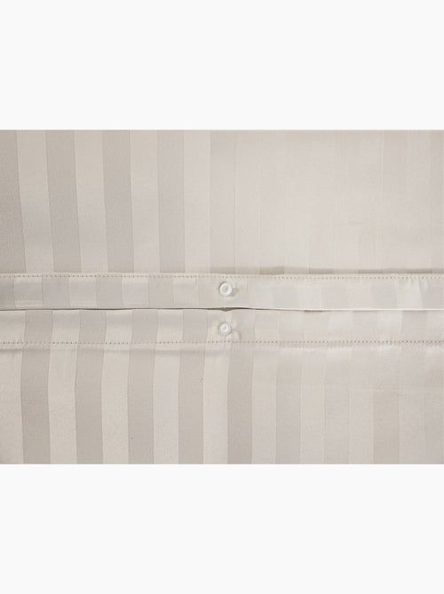 Parure de Lit Satin en Microfibre - Rayures Tissées - 240x220 / Beige - Kiabi