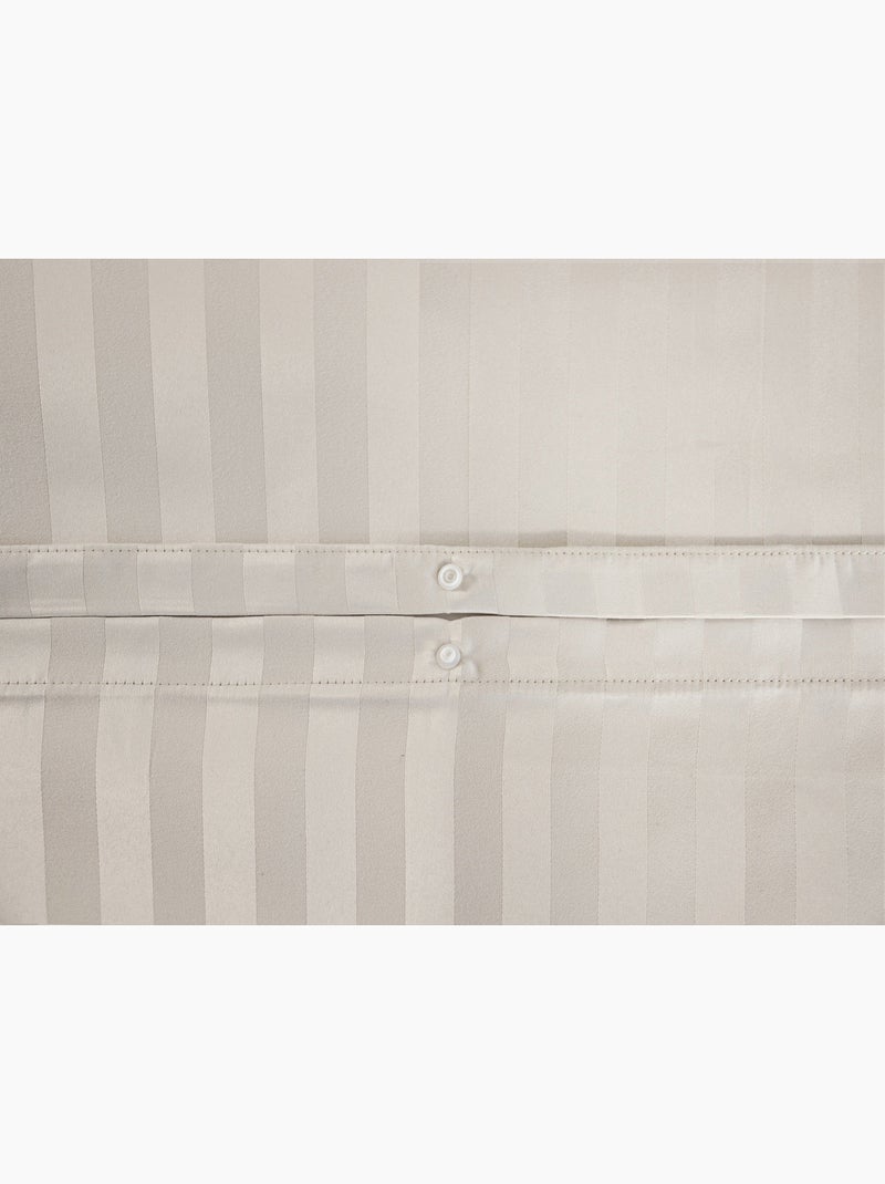 Parure de Lit Satin en Microfibre - Rayures Tissées - 240x220 / Beige Beige - Kiabi