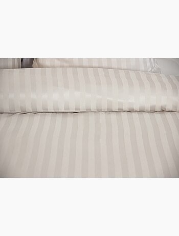 Parure de lit satin en microfibre - rayures tissées - orange - 240x220 / orange