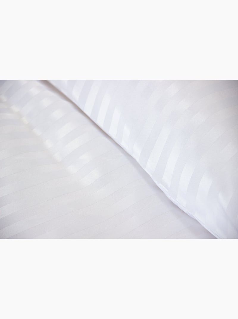 Parure de lit satin en microfibre - rayures tissées - blanc - 240x220 / blanc Blanc - Kiabi