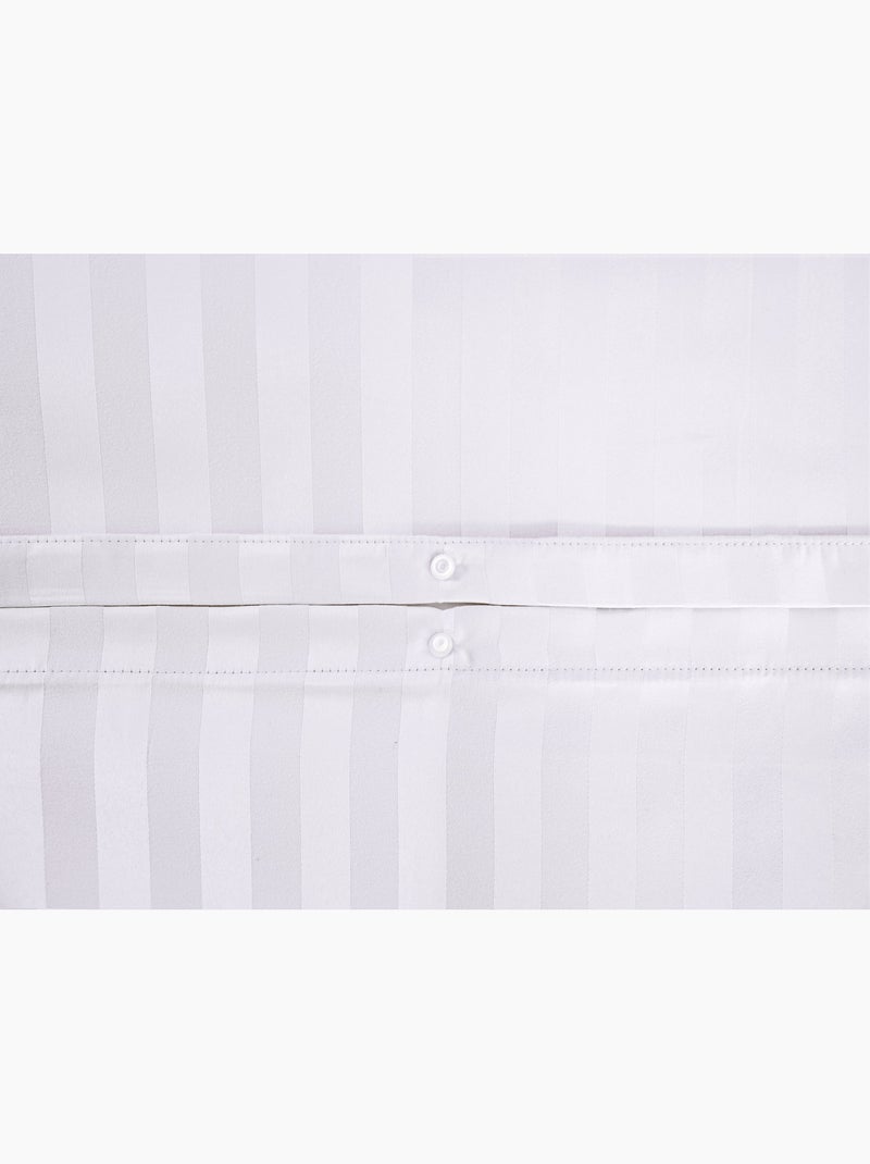 Parure de lit satin en microfibre - rayures tissées - blanc - 240x220 / blanc Blanc - Kiabi
