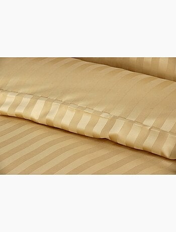 Parure de lit satin en microfibre - rayures tissées - orange - 240x220 / orange