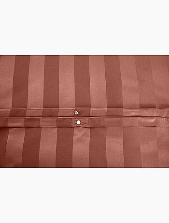 Parure de lit satin en microfibre - rayures tissées - orange - 240x220 / orange