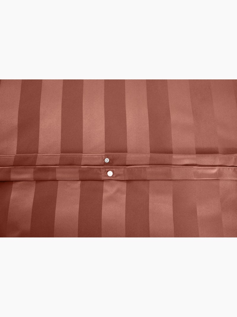 Parure de lit satin en microfibre - rayures tissées - orange - 240x220 / orange Orange - Kiabi
