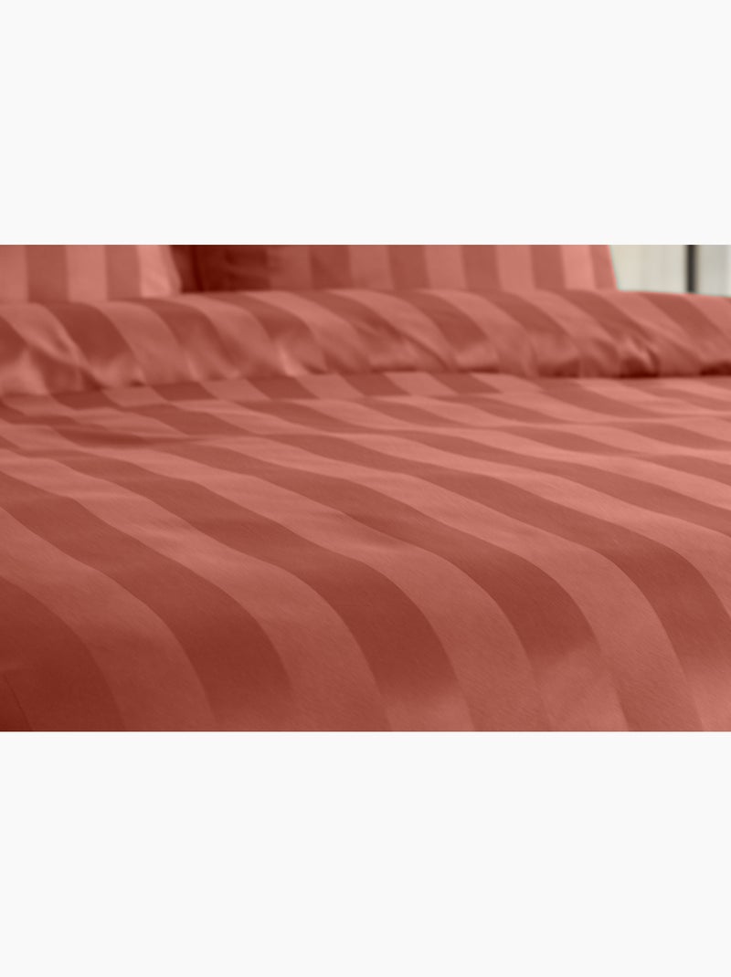 Parure de lit satin en microfibre - rayures tissées - orange - 240x220 / orange Orange - Kiabi