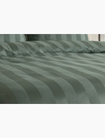 Parure de lit satin en microfibre - rayures tissées - orange - 240x220 / orange