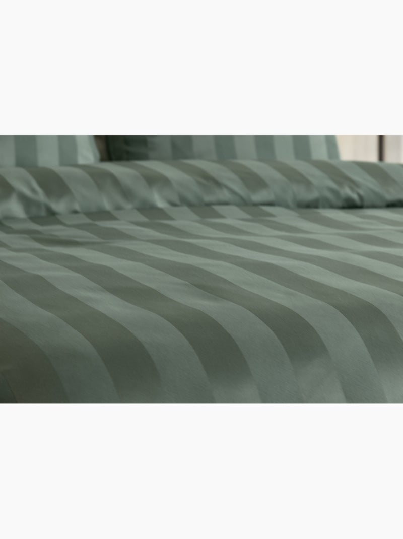 Parure de lit satin en microfibre - rayures tissées - vert - 240x220 / vert Vert - Kiabi