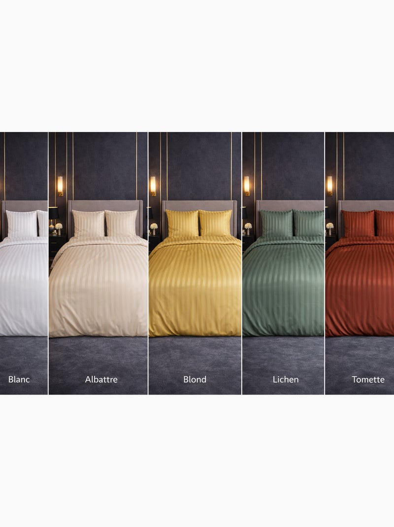 Parure de lit satin en microfibre - rayures tissées - vert - 240x220 / vert Vert - Kiabi