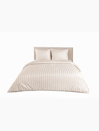 Parure de Lit Satin en Microfibre – Rayures Tissées