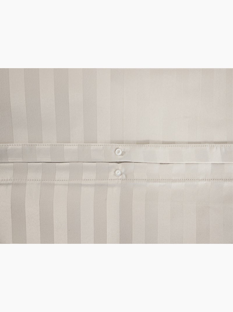 Parure de Lit Satin en Microfibre – Rayures Tissées Beige - Kiabi