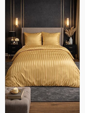 Parure de Lit Satin en Microfibre – Rayures Tissées