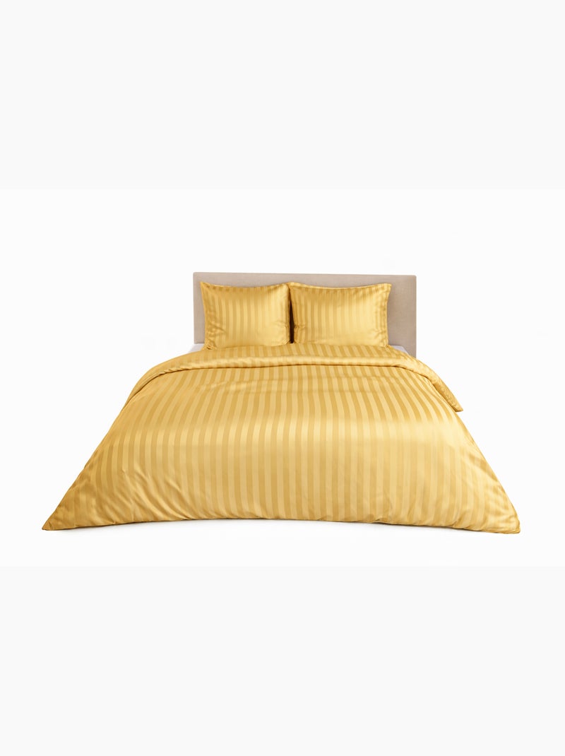 Parure de Lit Satin en Microfibre – Rayures Tissées Jaune - Kiabi