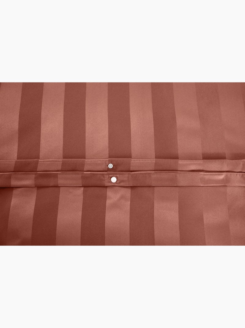 Parure de Lit Satin en Microfibre – Rayures Tissées Orange - Kiabi