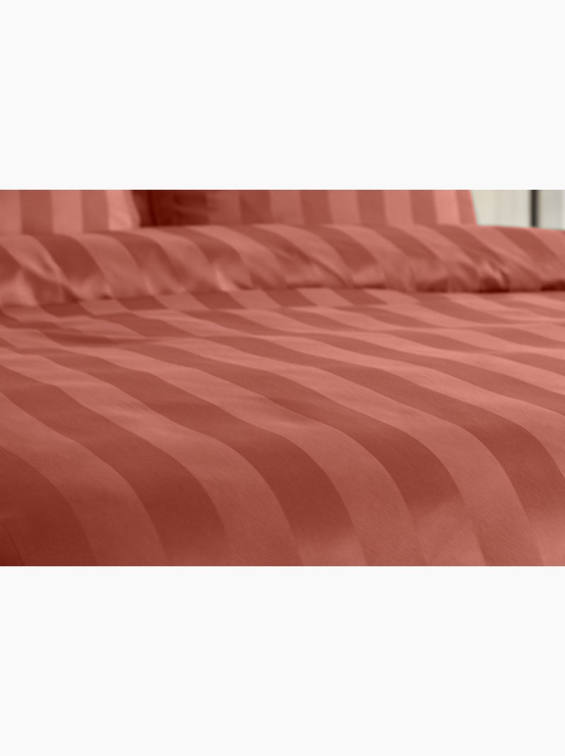 Parure de Lit Satin en Microfibre – Rayures Tissées Orange - Kiabi