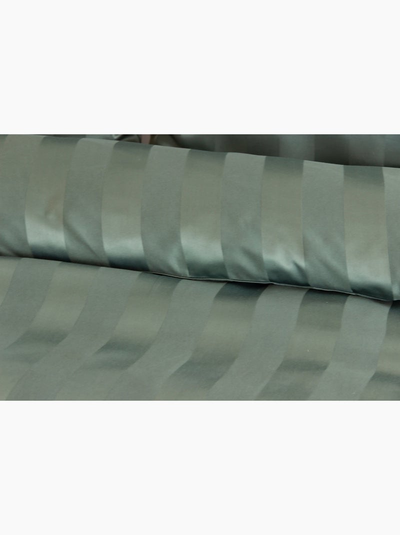 Parure de Lit Satin en Microfibre – Rayures Tissées Vert - Kiabi