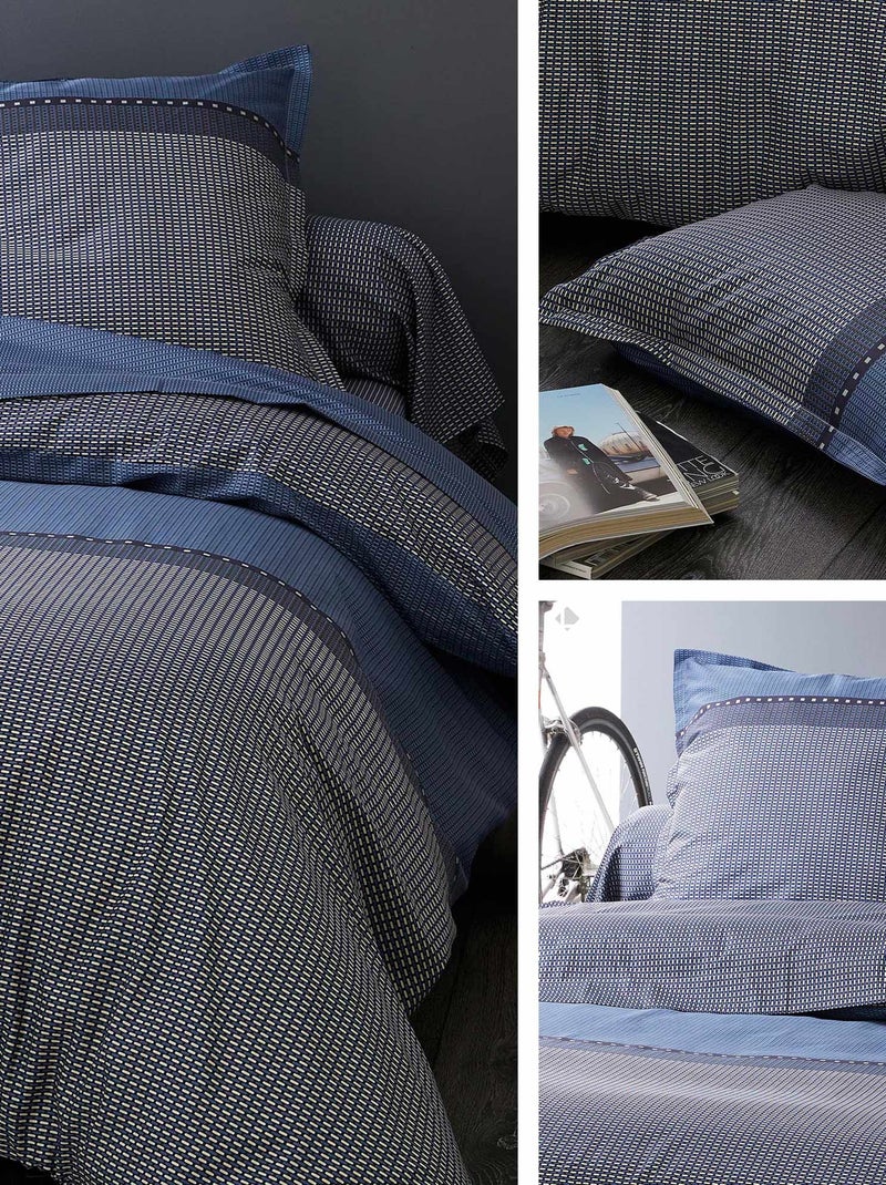 Parure de lit satin ENZO Taie 65x65 cm Bleu - Kiabi