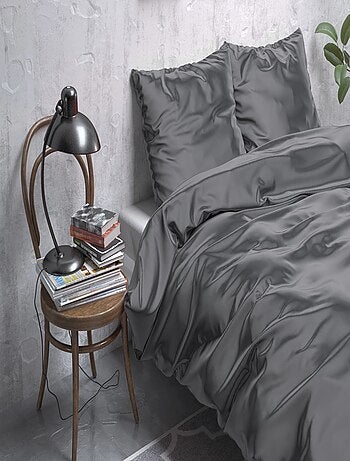 Parure de Lit Satin Gris Anthracite