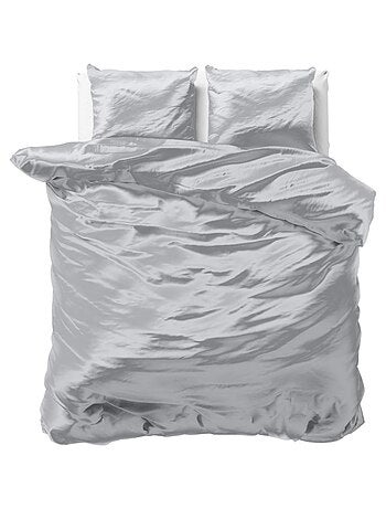 Parure de Lit Satin Gris Argent