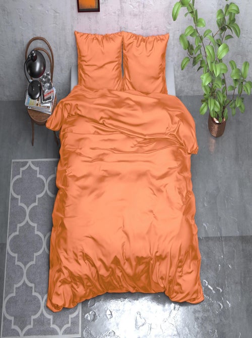 Parure de Lit Satin Orange - Kiabi