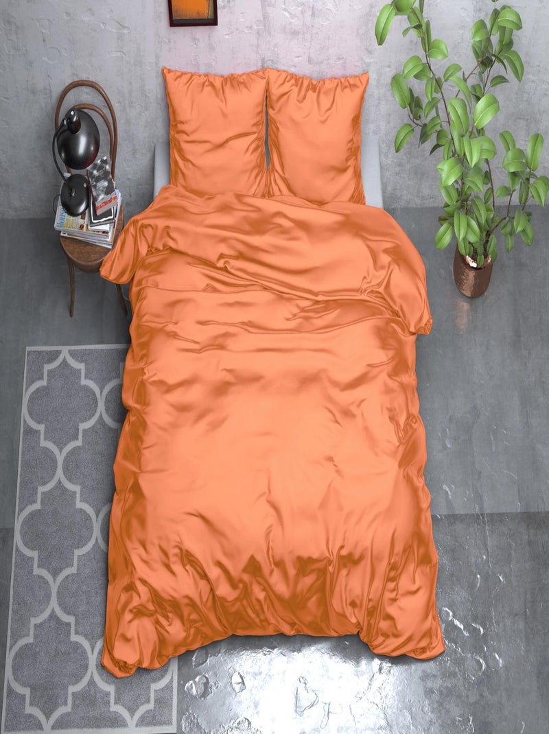 Parure de Lit Satin Orange Orange - Kiabi