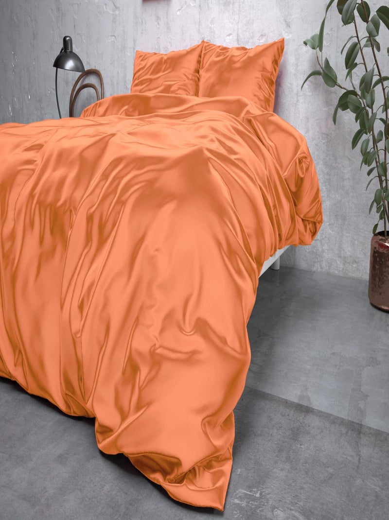 Parure de Lit Satin Orange Orange - Kiabi
