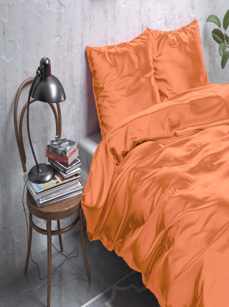 Parure de Lit Satin Orange Orange - Kiabi